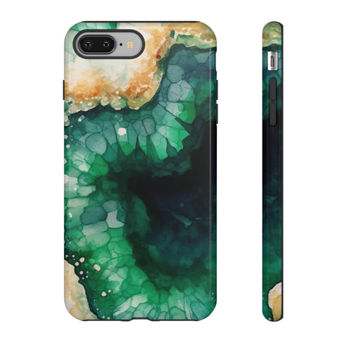 Green Geode in Watercolor - Impact Resistant Phone Case iPhone 8 Plus Glossy